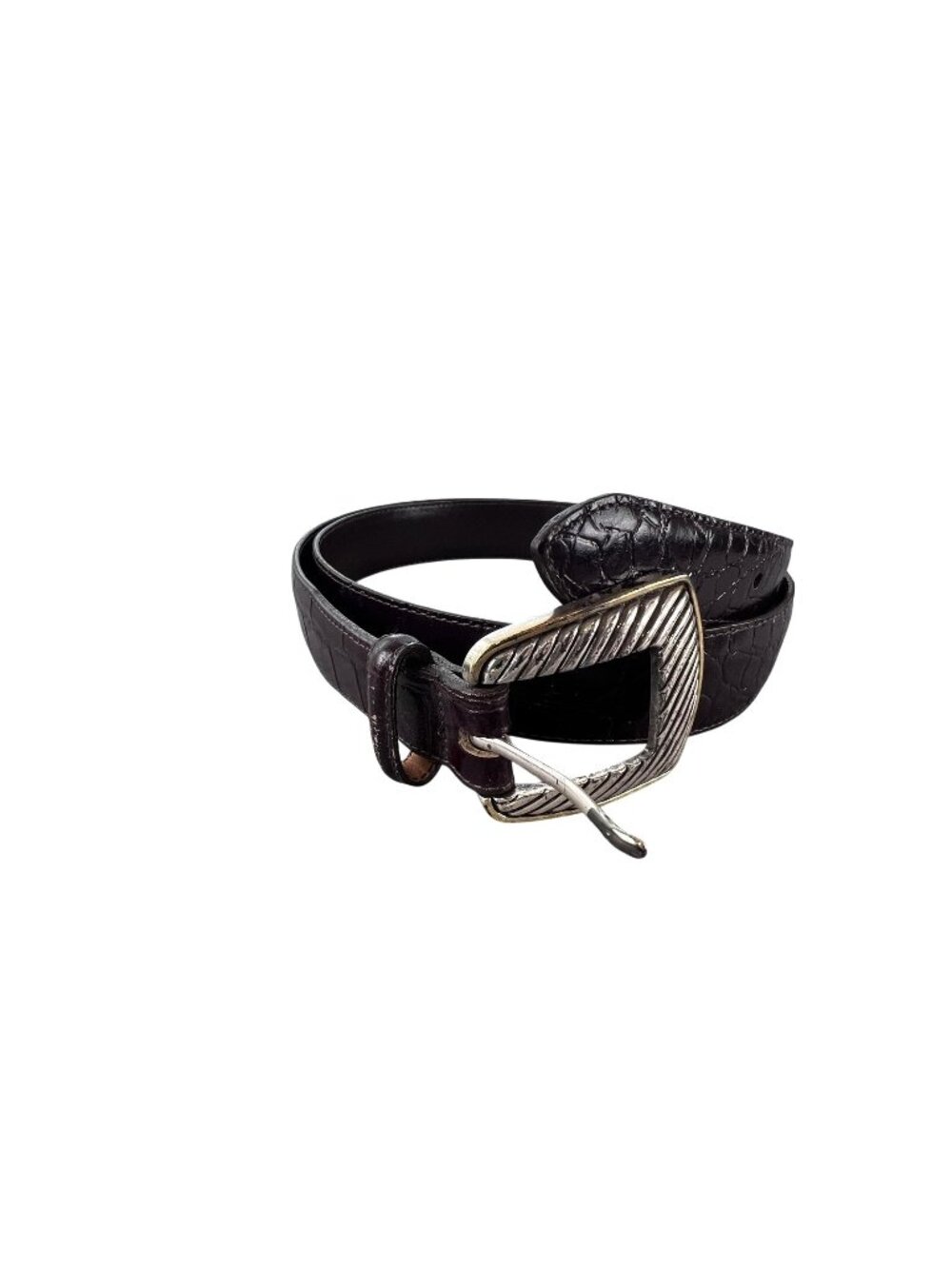 Brighton Belt Mens Size 38 Brown Embossed Leather Western Buckle Alligator Style